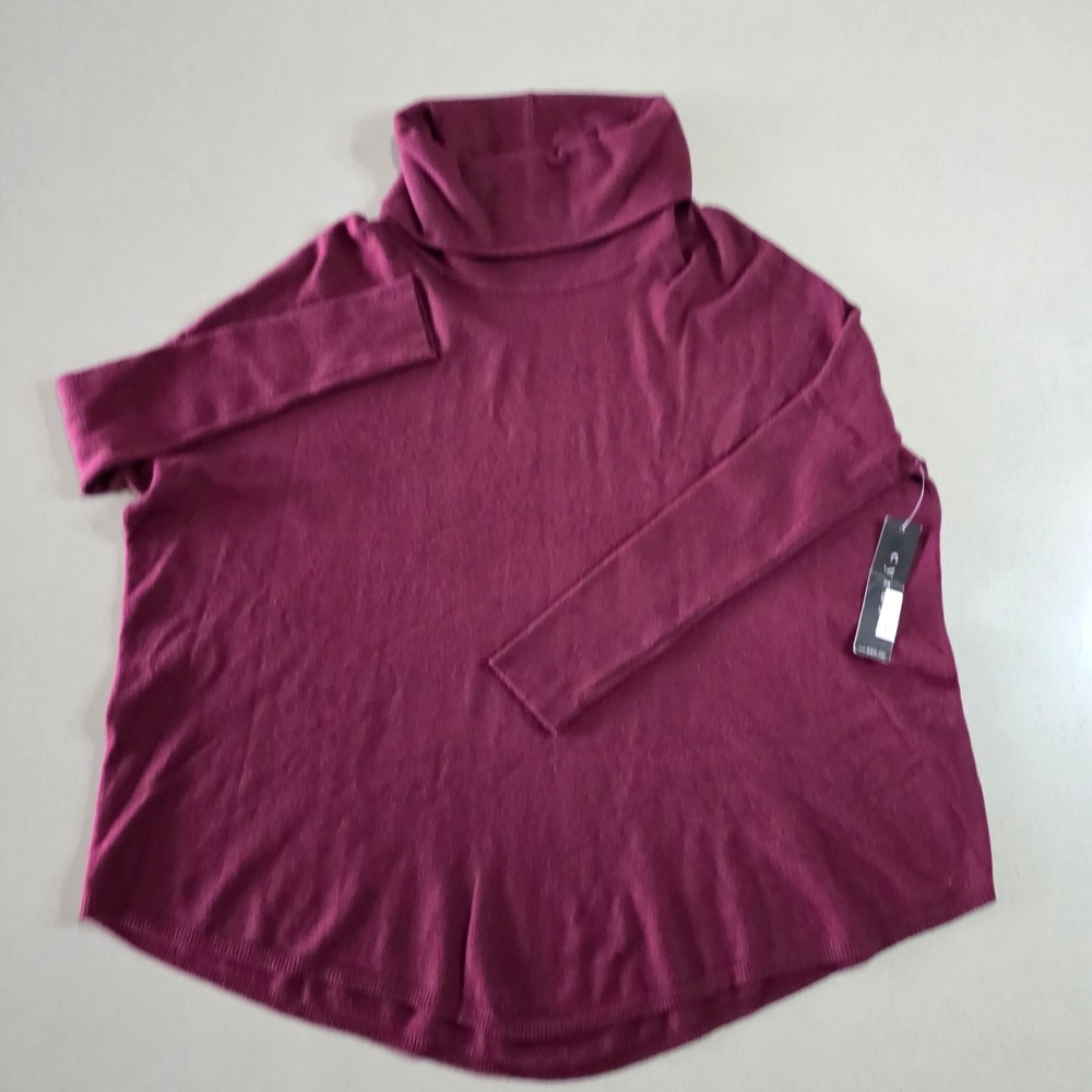 Cyrus Womens Burgundy Cowl Neck Poncho Sweater Ribbed Sleeve Size S NEW